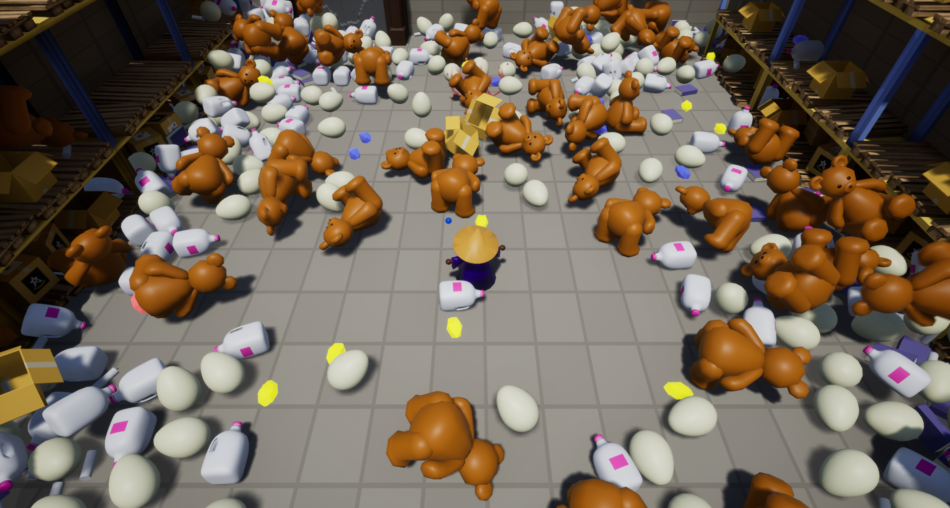 Alakazamazon screenshot with a lot of random objects on the ground
