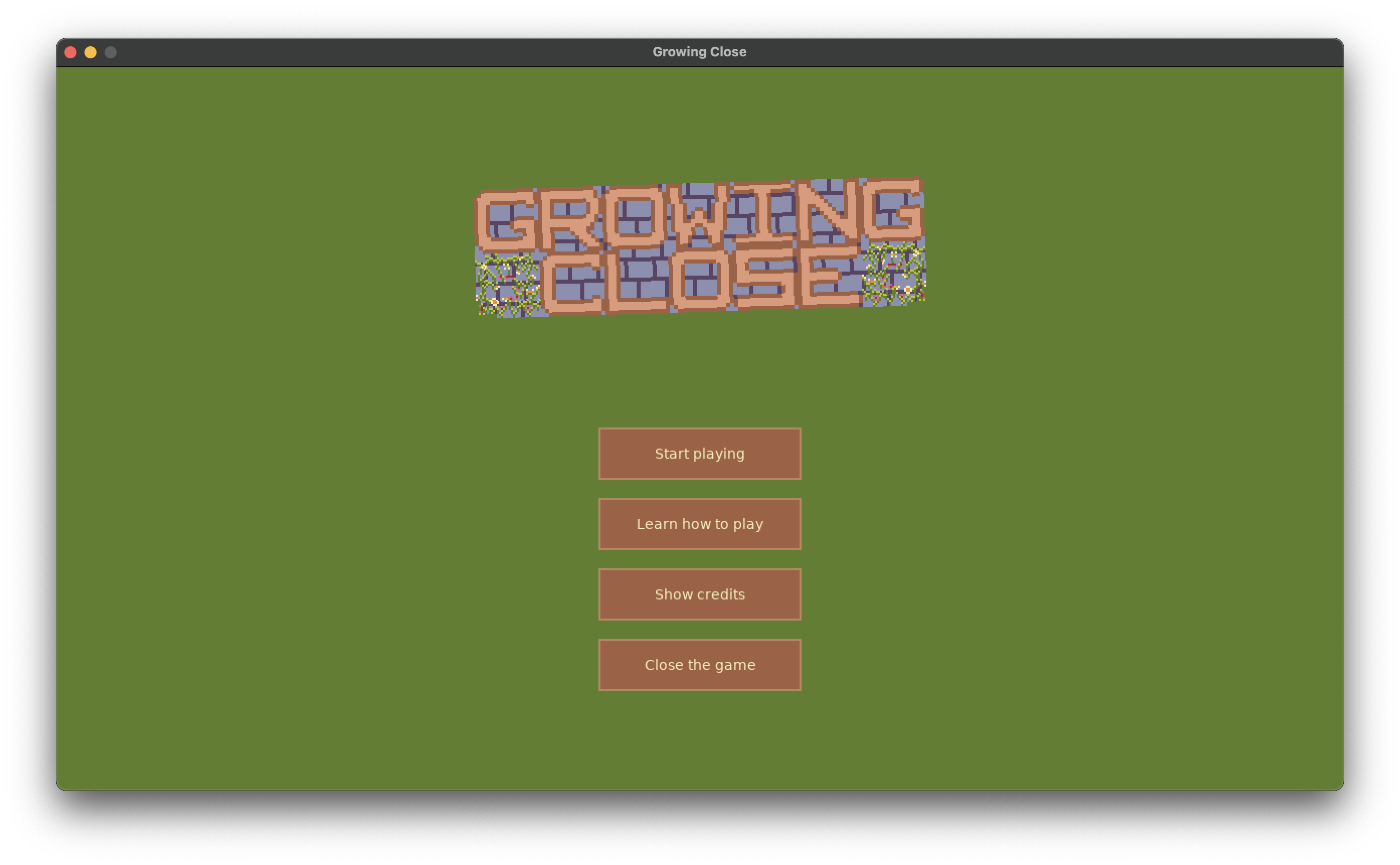 Growing Close title screen